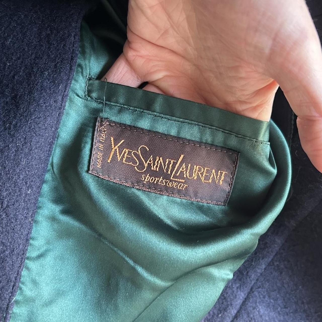 1980s Yves Saint Laurent Trench Coat Navy XXL