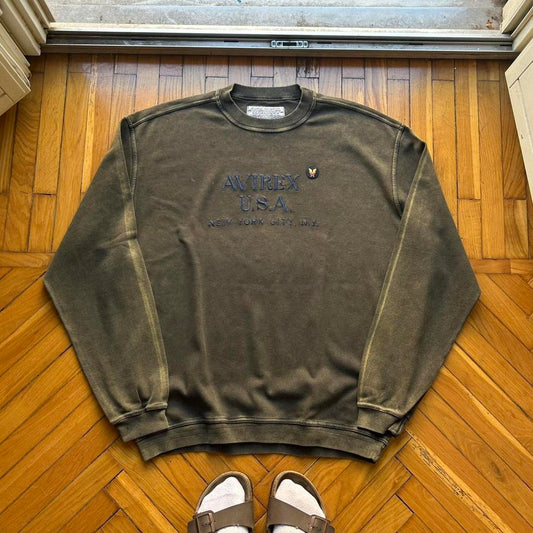 1990s Avirex Sweatshirt Khaki XXL