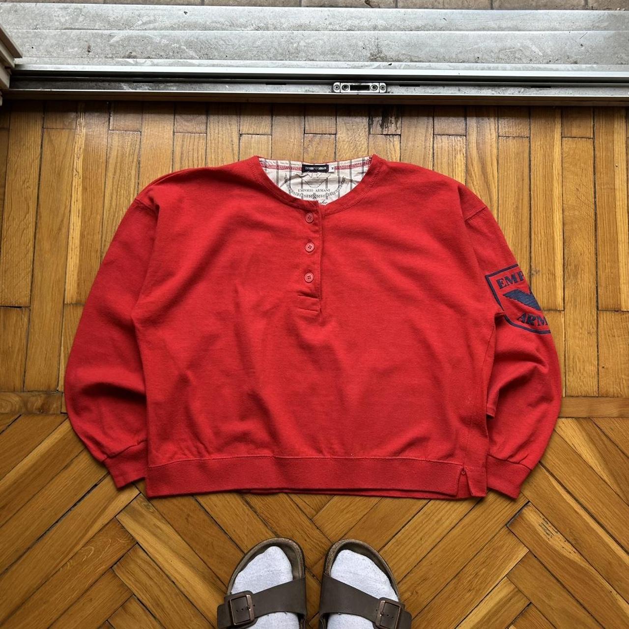 1980s Emporio Armani LS T Shirt Red Women's S