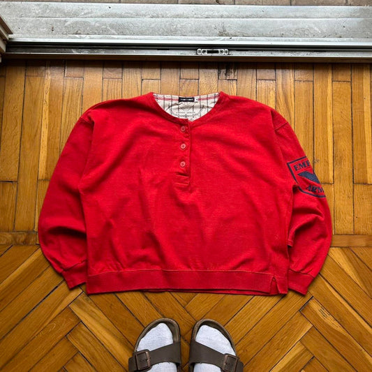 1980s Emporio Armani LS T Shirt Red Women's S