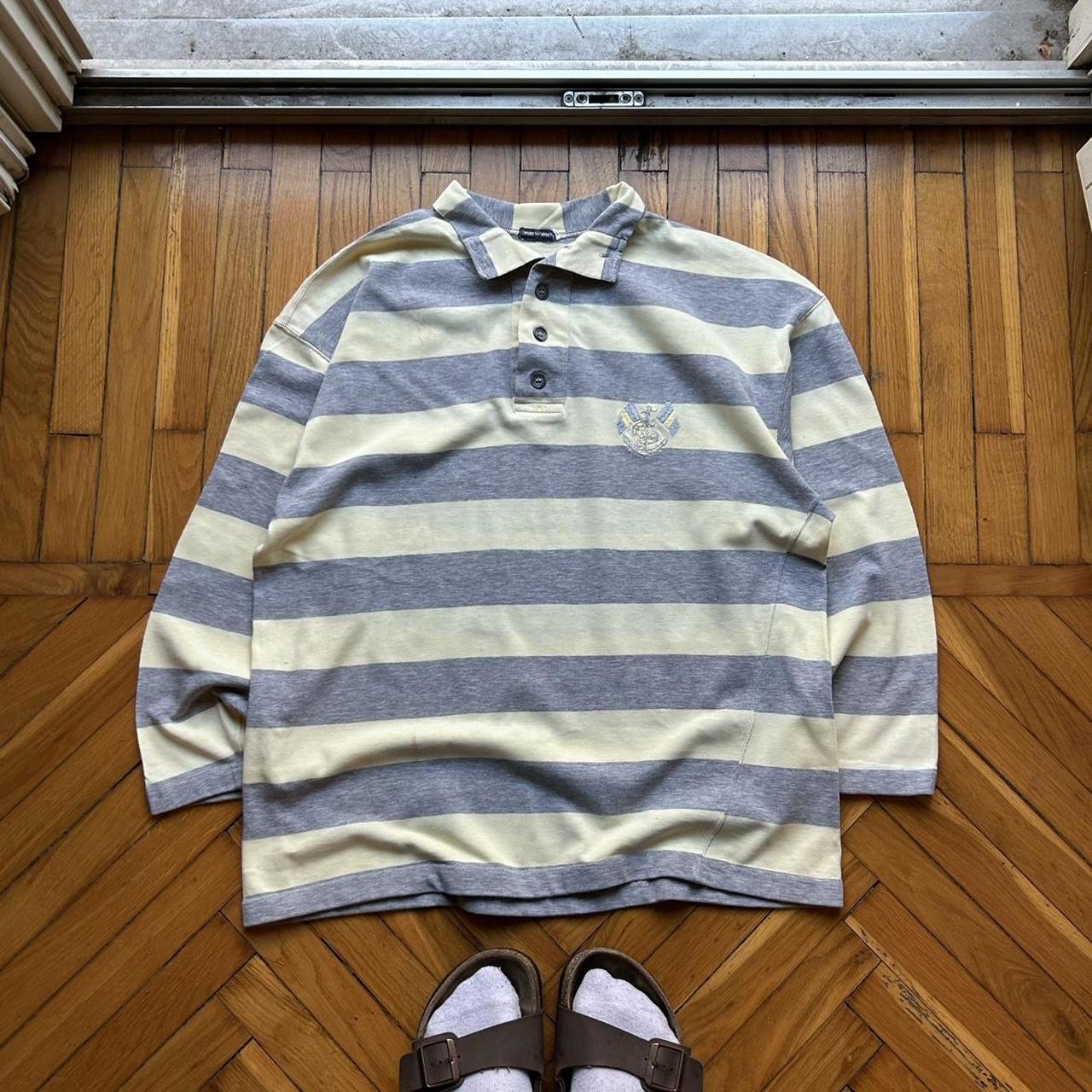1980s Emporio Armani LS Striped T Shirt M