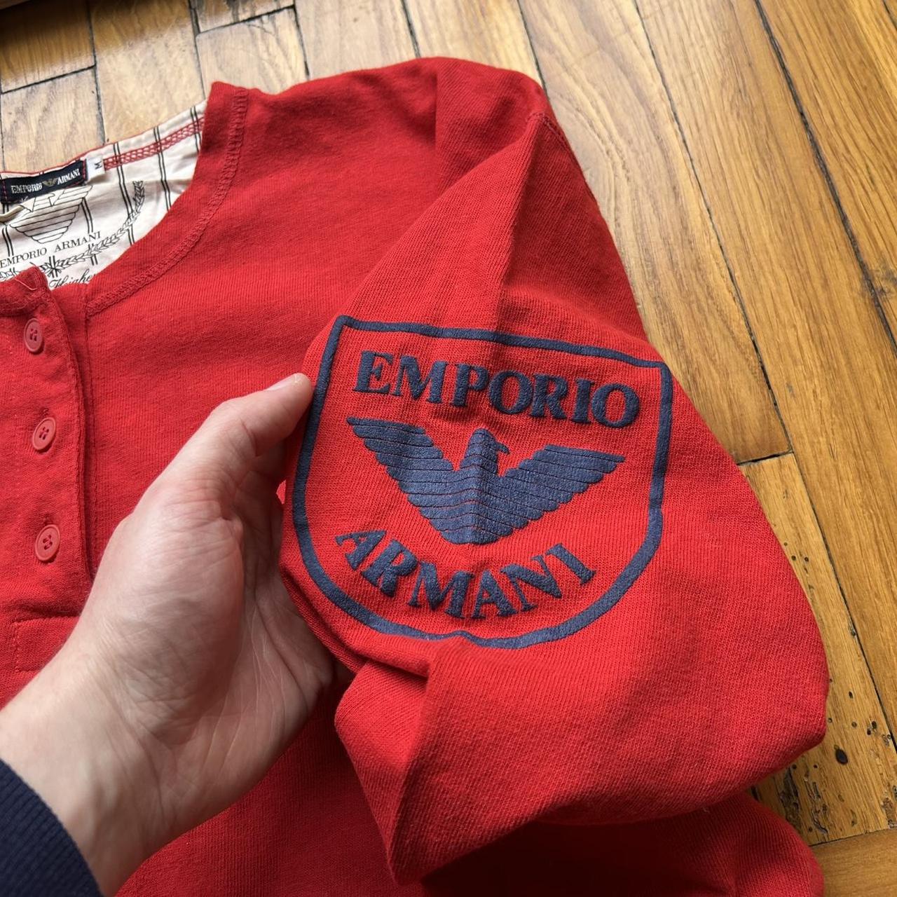 1980s Emporio Armani LS T Shirt Red Women's S