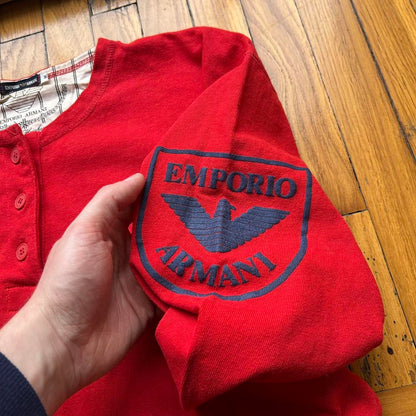 1980s Emporio Armani LS T Shirt Red Women's S