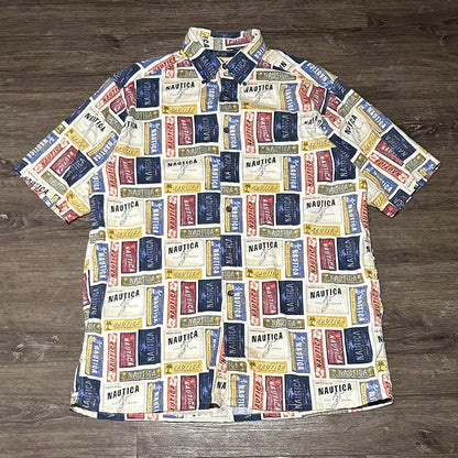 1990s Nautica Print Shirt L