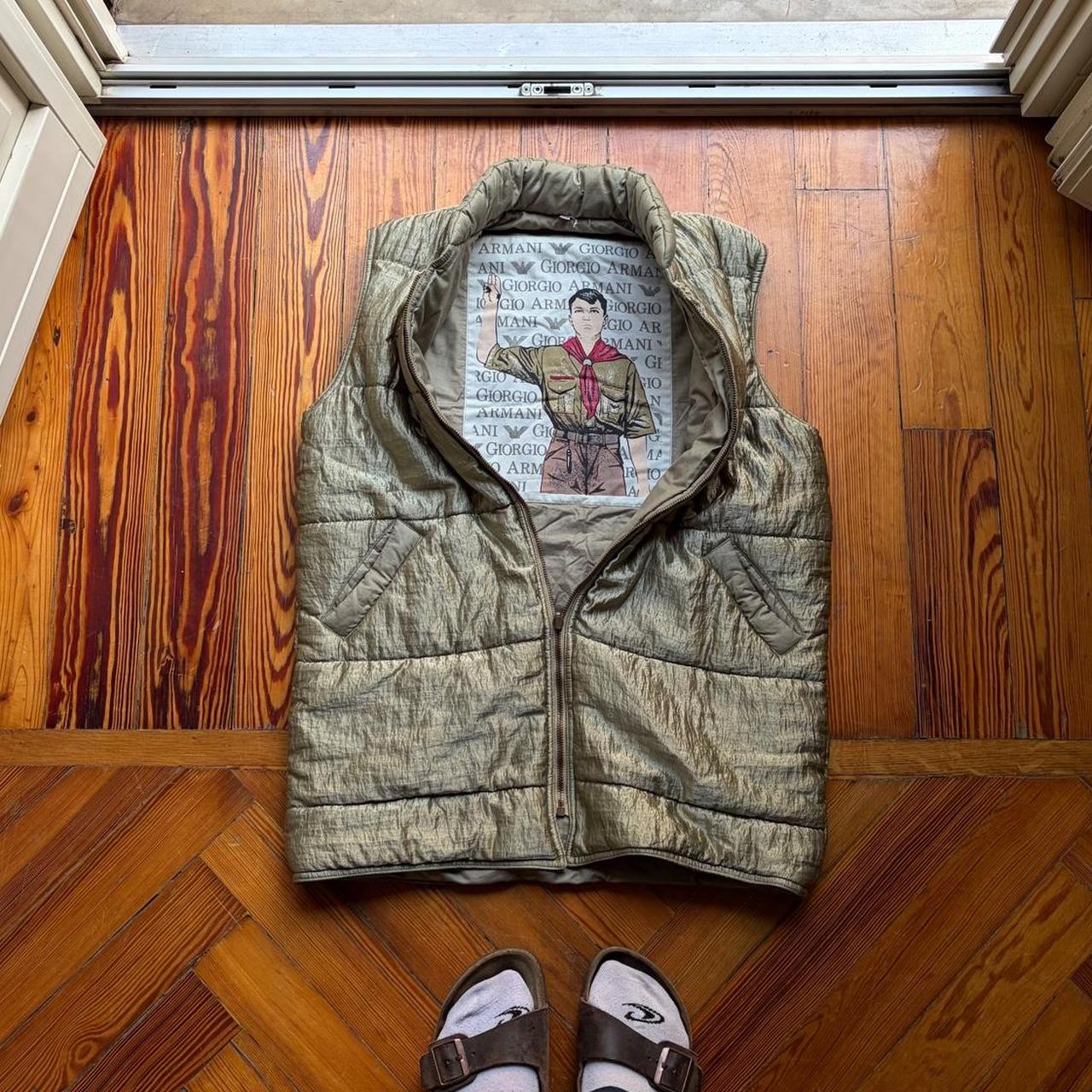 1980s Giorgio Armani Puffer Gilet Khaki M
