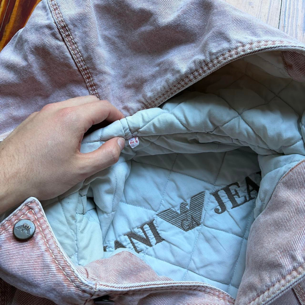 1980s Giorgio Armani Denim Coat Pink M