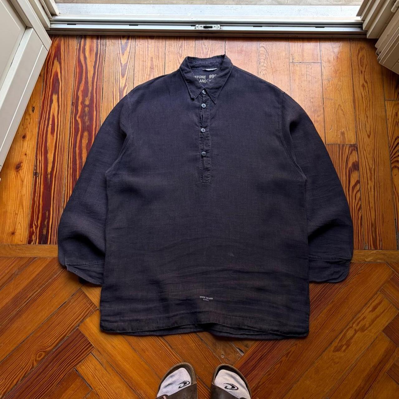 1995 Stone Island Marina Linen Shirt Black L