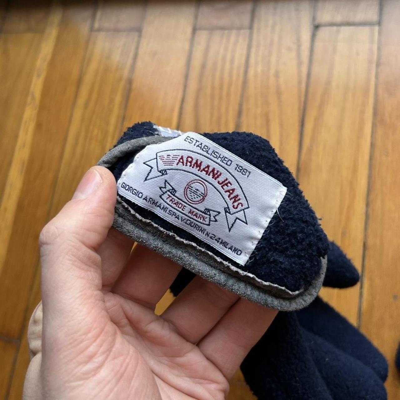 1990s Armani Jeans Fleece Gloves Navy OS
