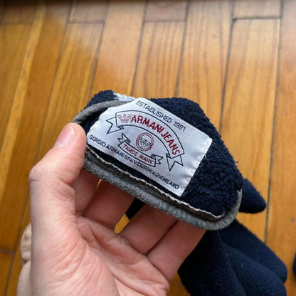 1990s Armani Jeans Fleece Gloves Navy OS