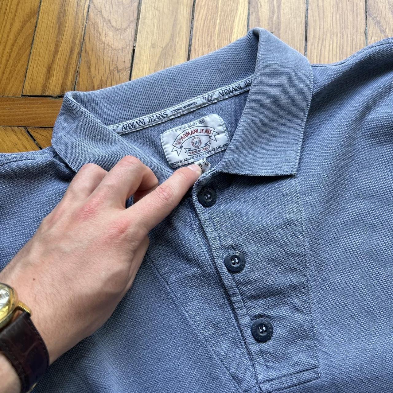 1990s Armani Jeans LS Polo Shirt Blue XL
