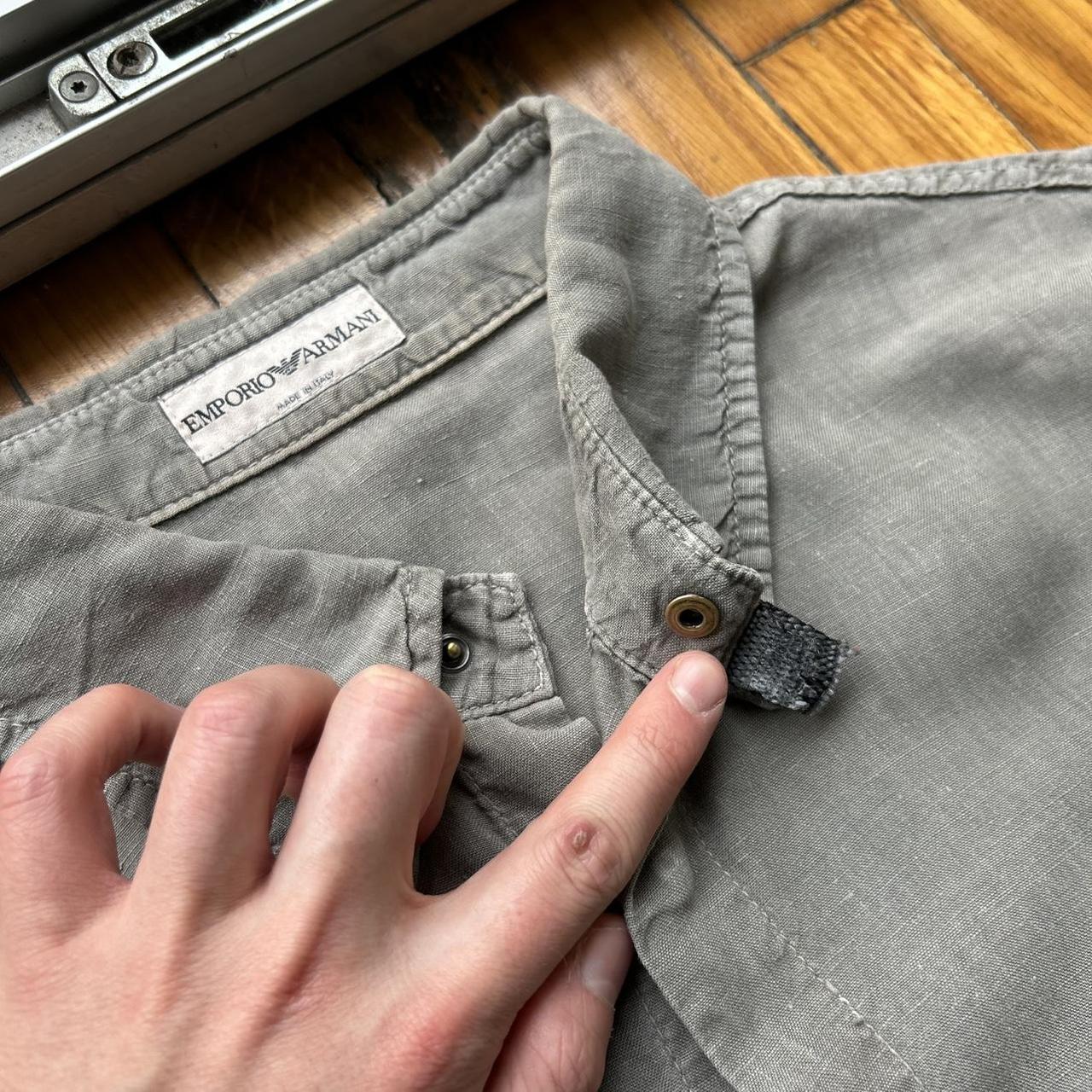 2000s Emporio Armani Linen Shirt Grey XL