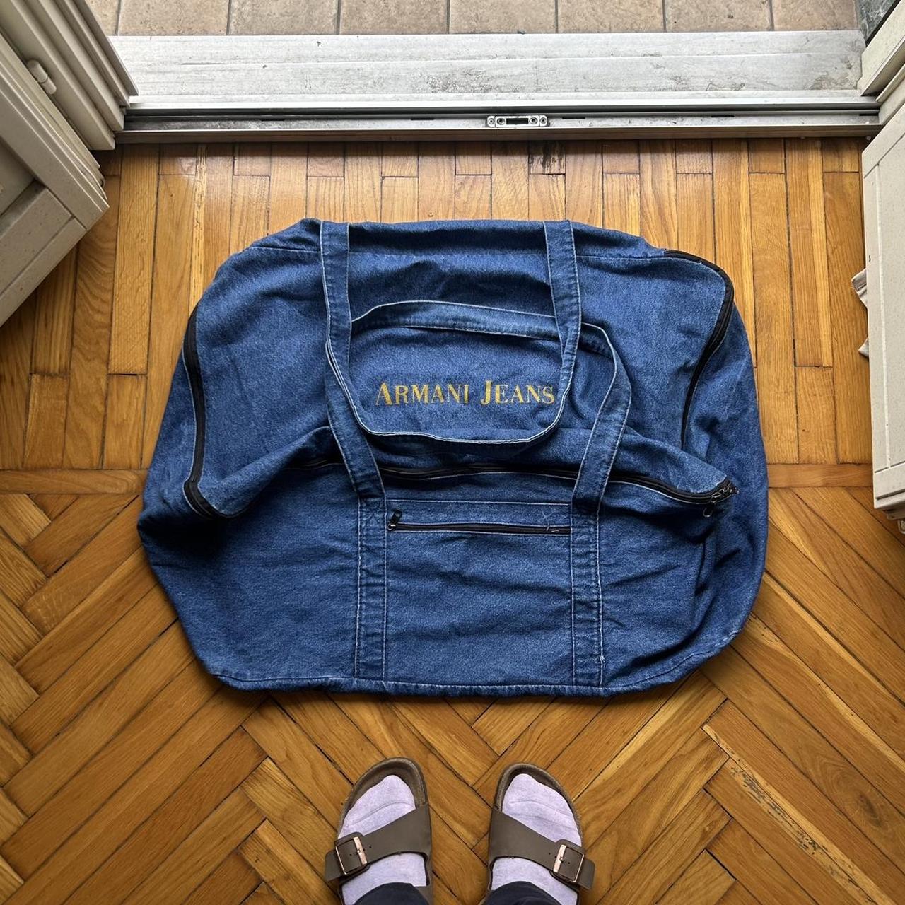 1990s Armani Jeans Denim Duffle Bag