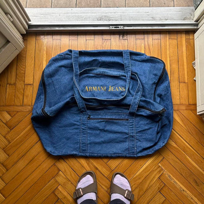 1990s Armani Jeans Denim Duffle Bag