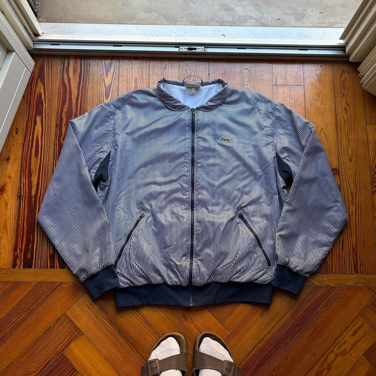 1990s Lacoste Chemise Striped Jacket L