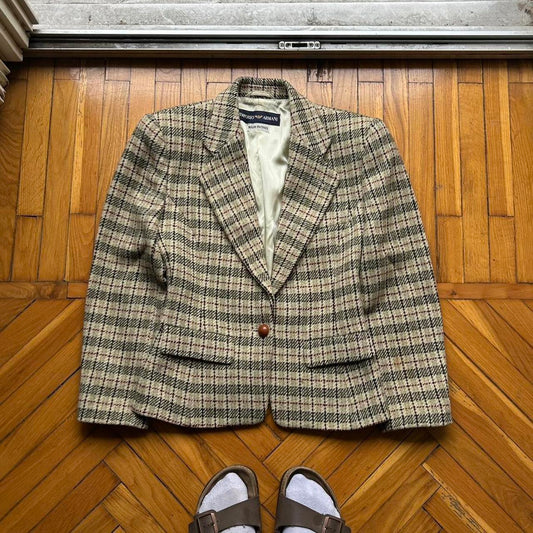 1980s Emporio Armani Checked Blazer Jacket Women's S