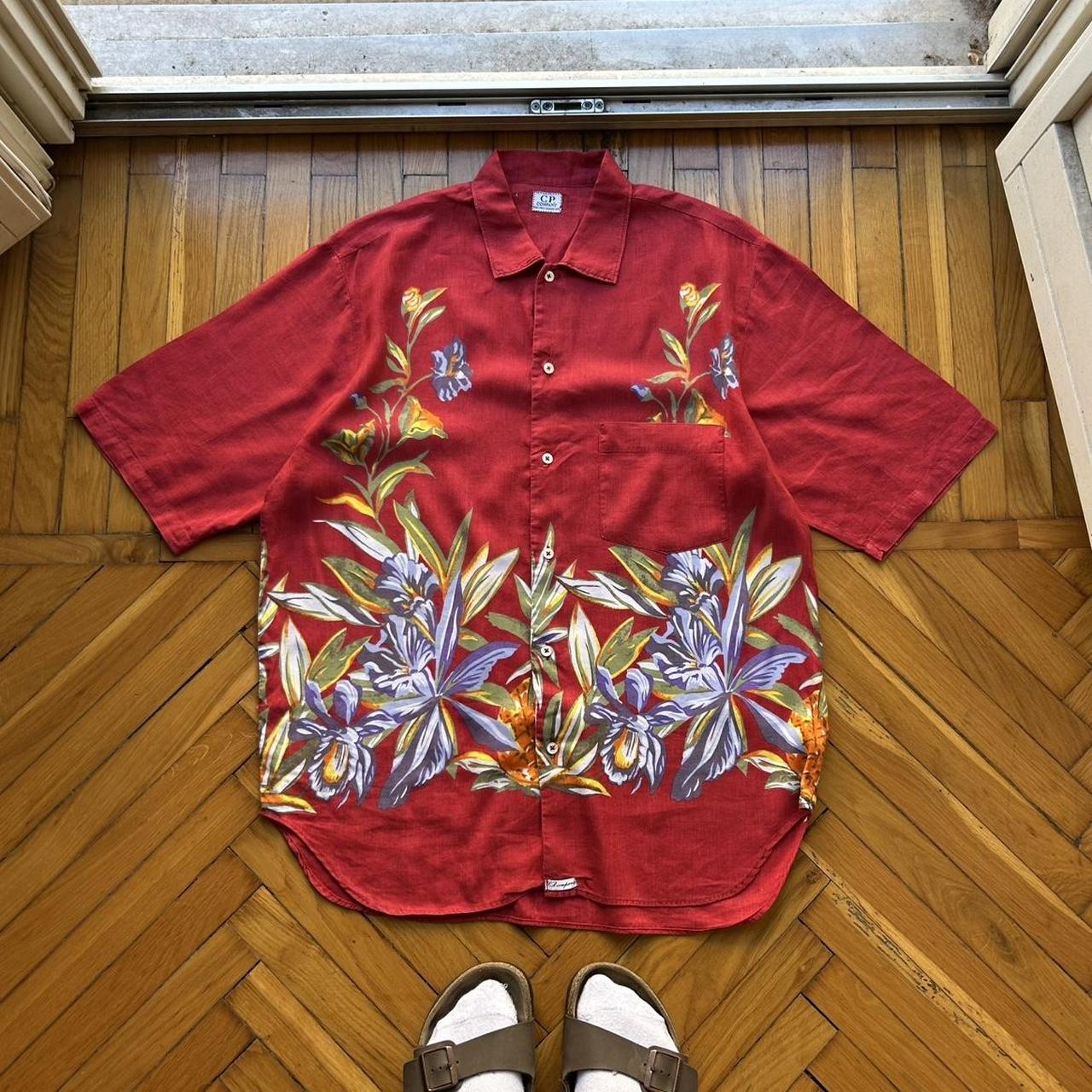 1990s CP Company Floral Shirt Red L