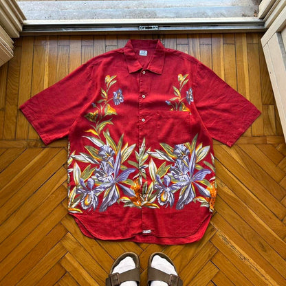 1990s CP Company Floral Shirt Red L