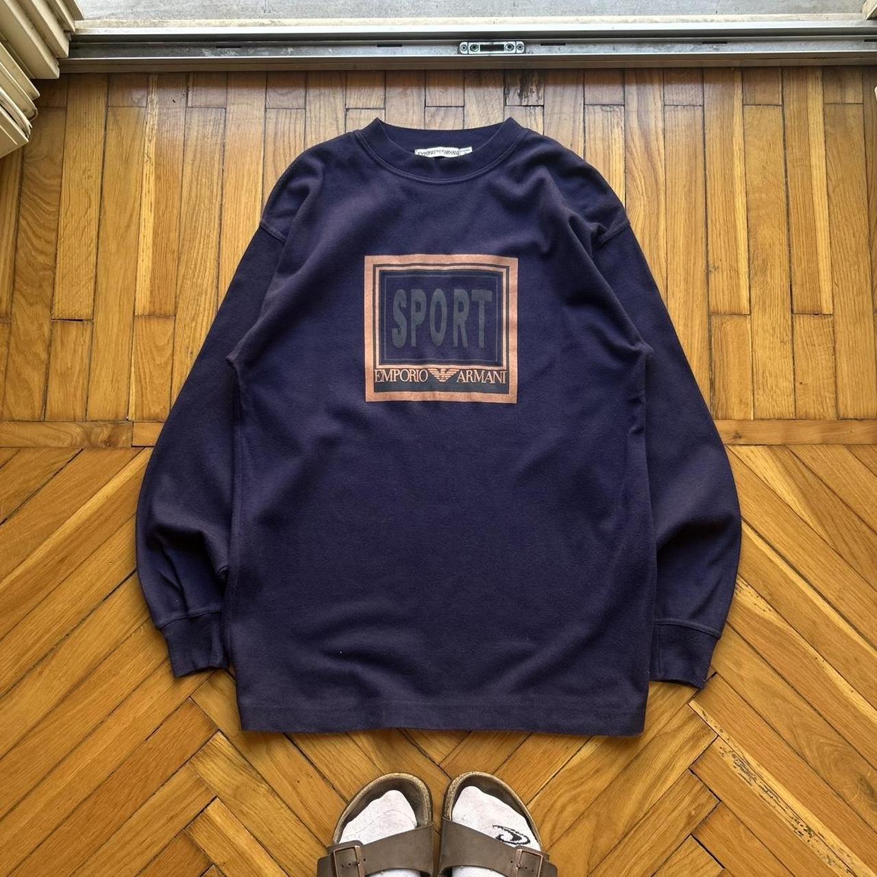 1990s Emporio Armani Sport LS T Shirt Navy S