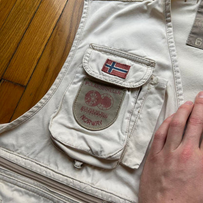 1990s Napapijri Utility Vest Cream L