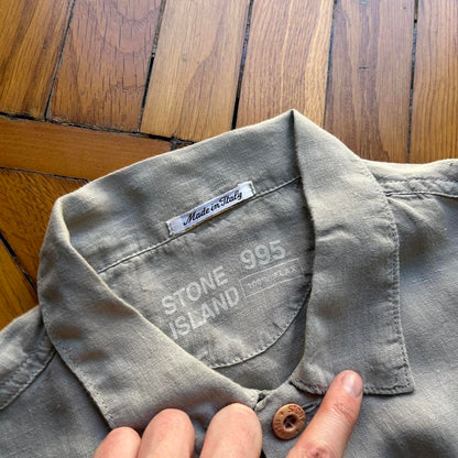 1995 Stone Island Marina Linen Shirt Grey L