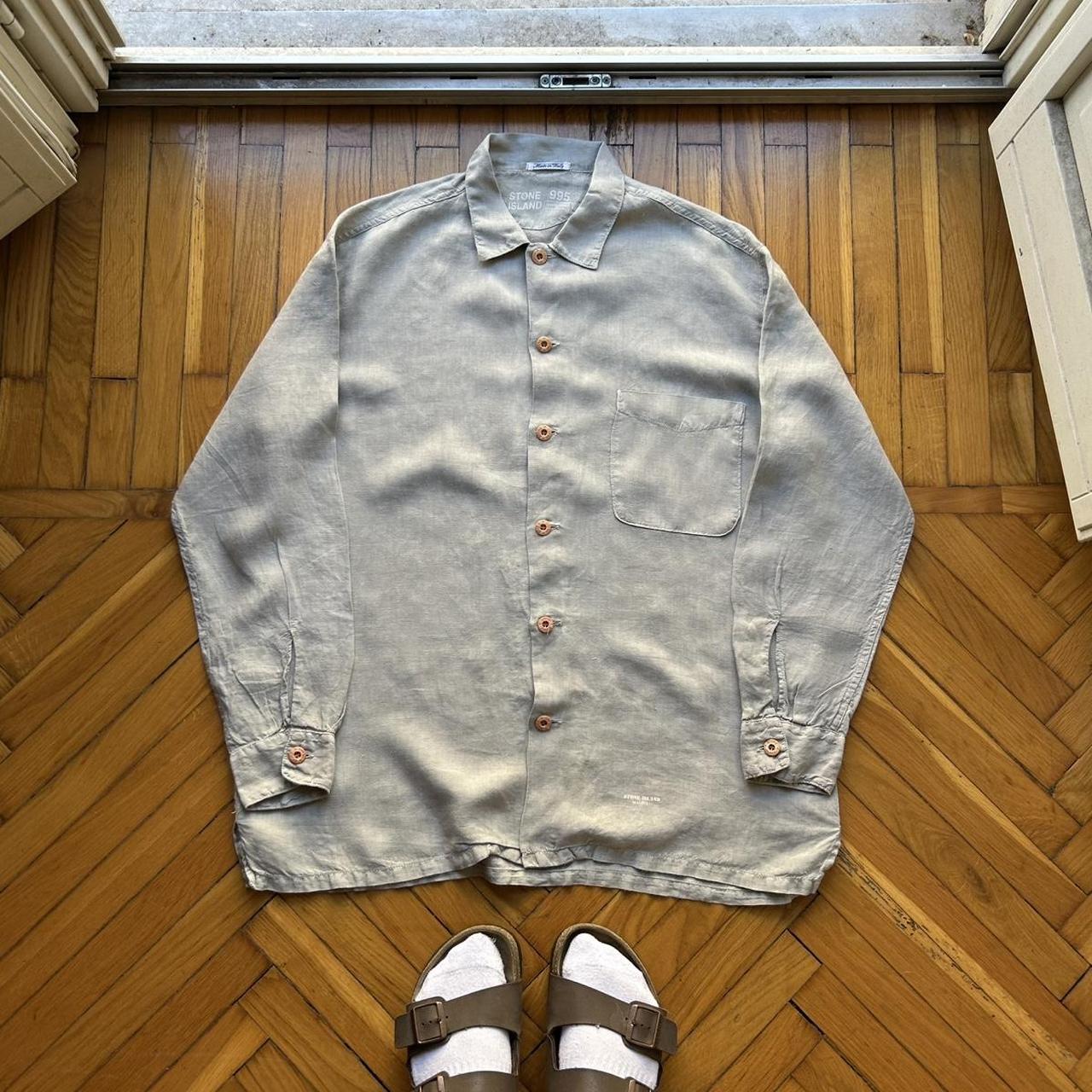 1995 Stone Island Marina Linen Shirt Grey L