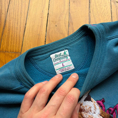 1980s Best Company Embroidered Sweatshirt Blue L