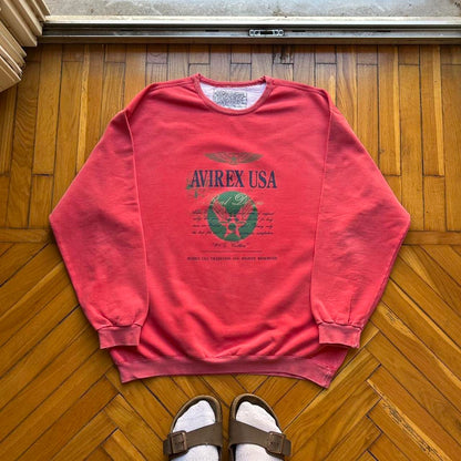 1990s Avirex USA Sweatshirt Red M