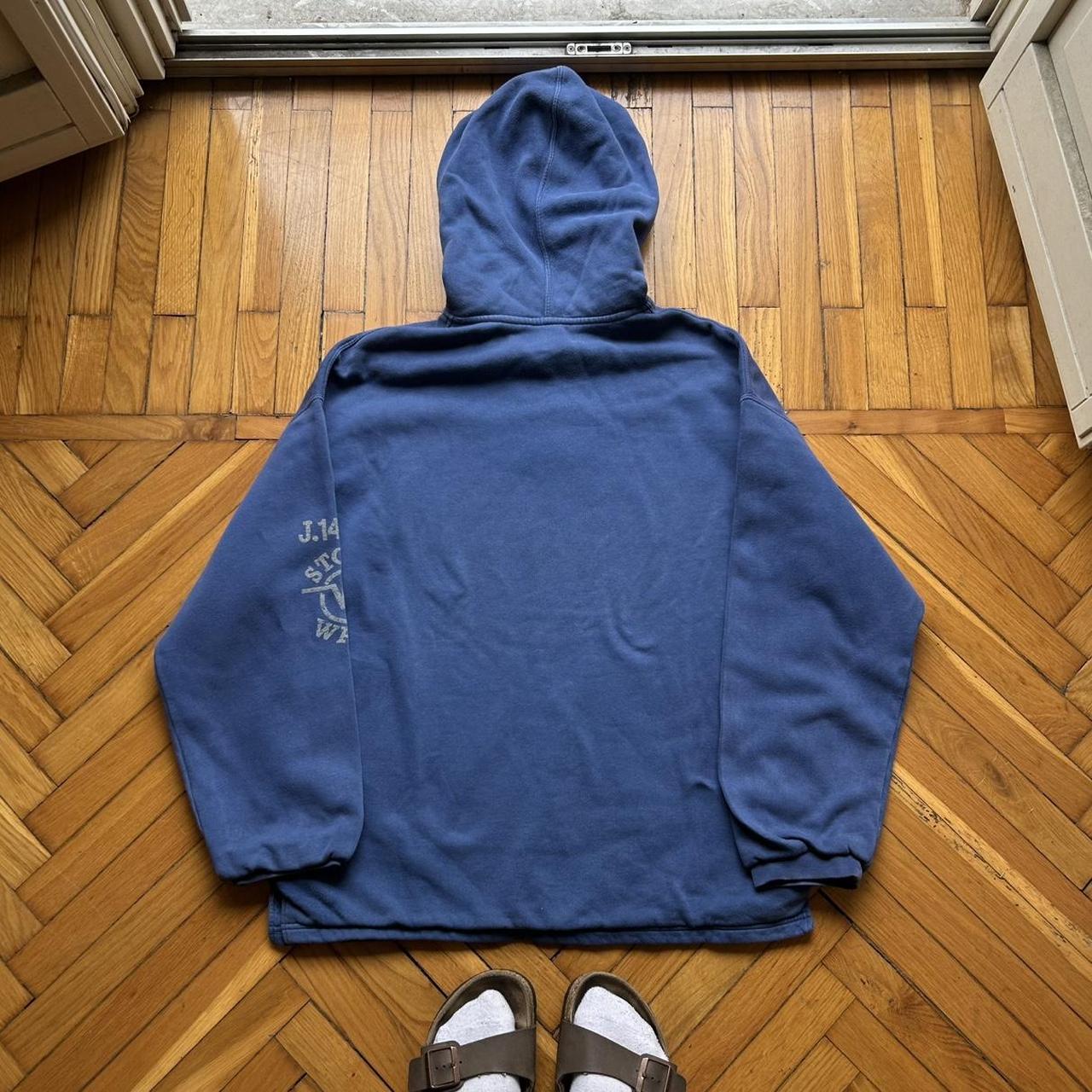 1990s Armani Jeans Stonewashed Hoodie Blue XL