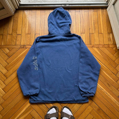 1990s Armani Jeans Stonewashed Hoodie Blue XL