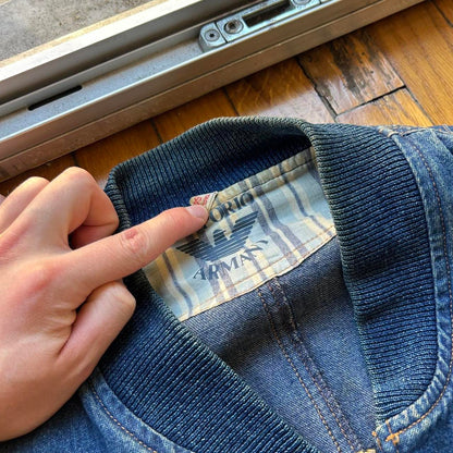 1980s Emporio Armani Denim Bomber Jacket XL