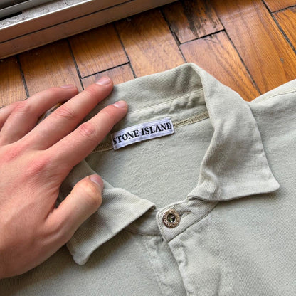 1990s Stone Island Marina LS Polo Shirt Green M