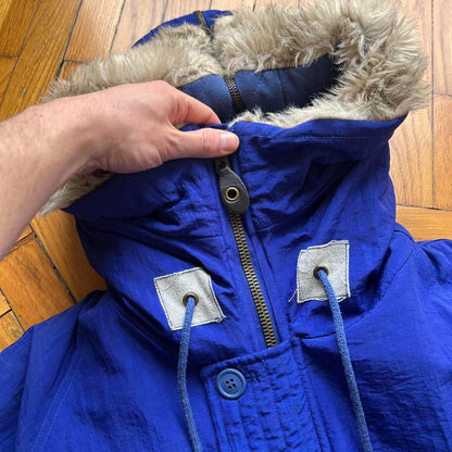 1980s Benetton Snorkel Hood Bomber Jacket Blue M