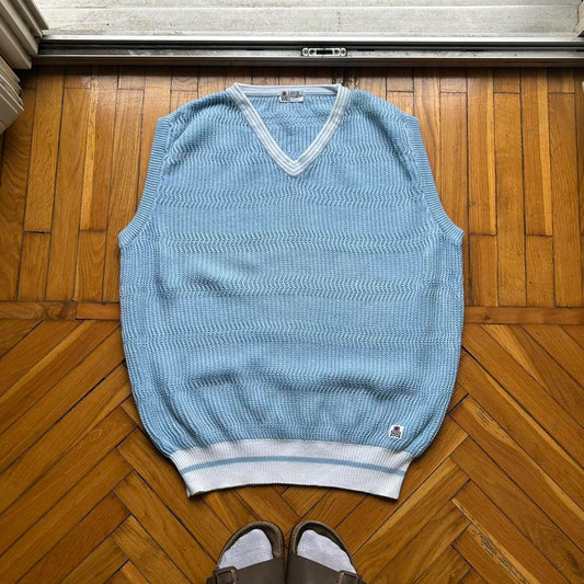 1980s Cerruti 1881 Knitted Vest Blue XL