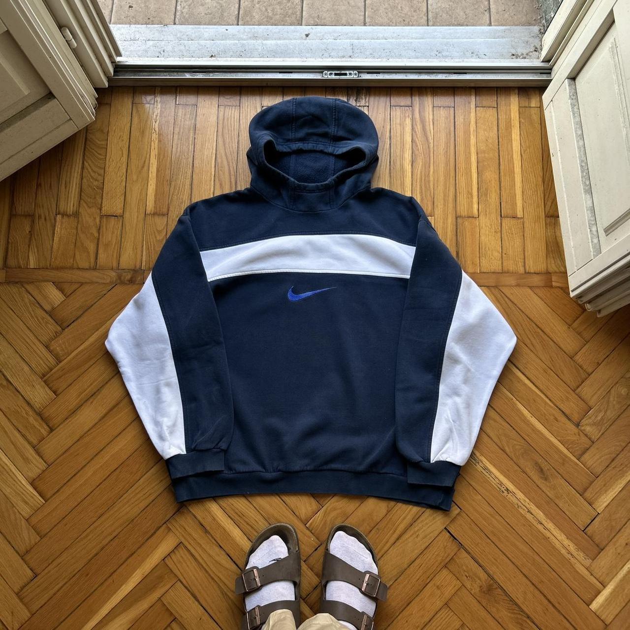 1990s Nike Swoosh Hoodie Navy XL
