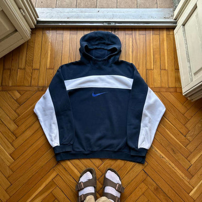1990s Nike Swoosh Hoodie Navy XL