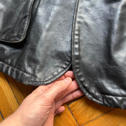 1990s Armani Jeans Leather Coat XL