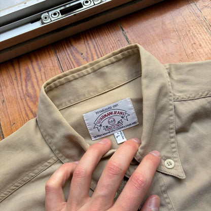 1990s Armani Jeans Print Shirt Beige L