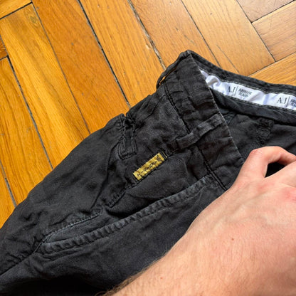 2000s Armani Jeans Linen Trousers Black 30W 30L