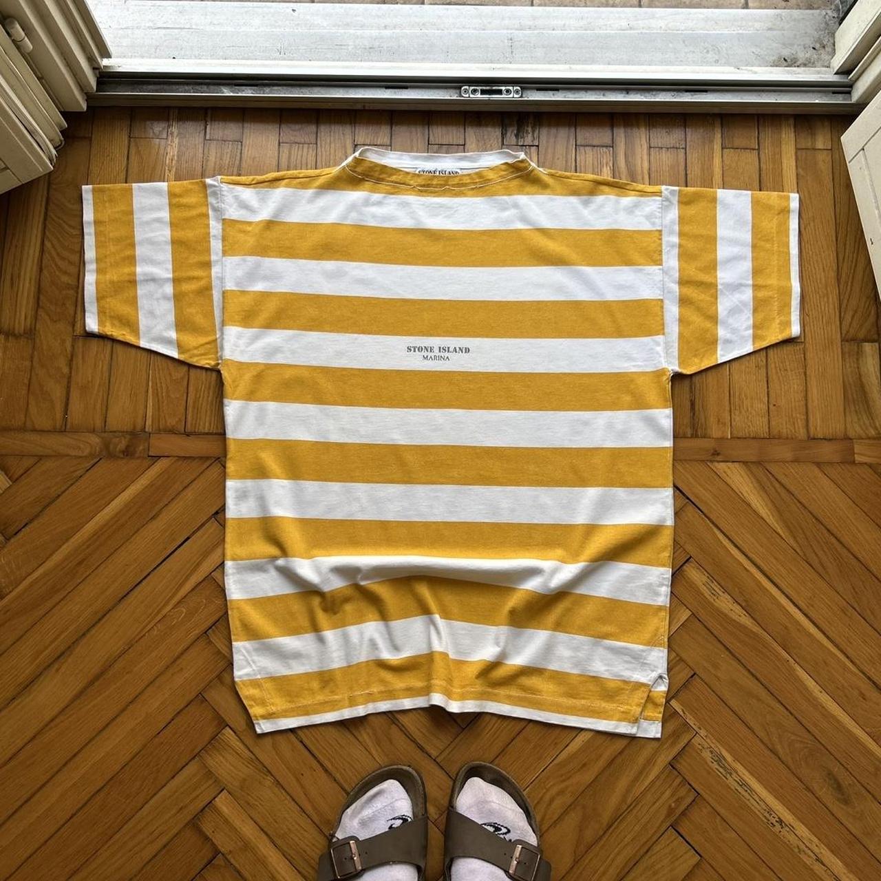 1990s Stone Island Marina Reflective Striped T Shirt L