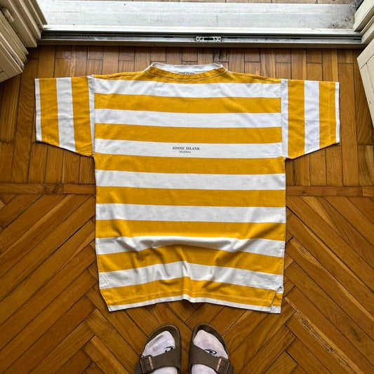 1990s Stone Island Marina Reflective Striped T Shirt L