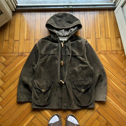 1990s Emporio Armani Suede Duffle Coat M