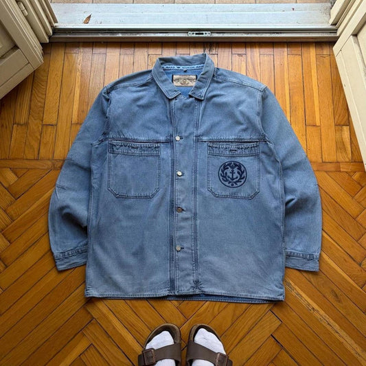 1990s Armani Jeans Mariner Denim Shirt XL