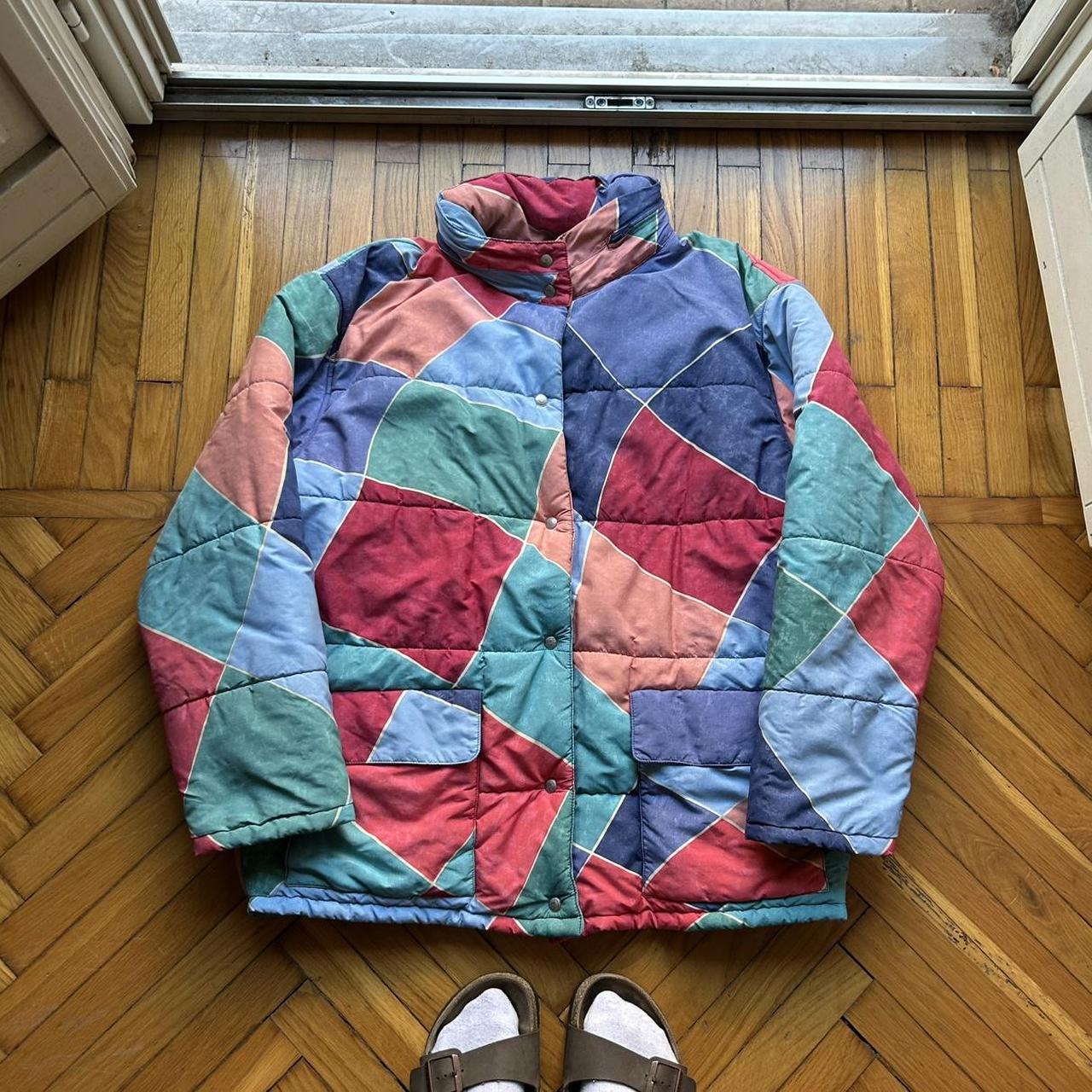 1990s Armani Jeans Multicoloured Puffer Jacket XL