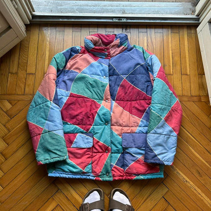 1990s Armani Jeans Multicoloured Puffer Jacket XL