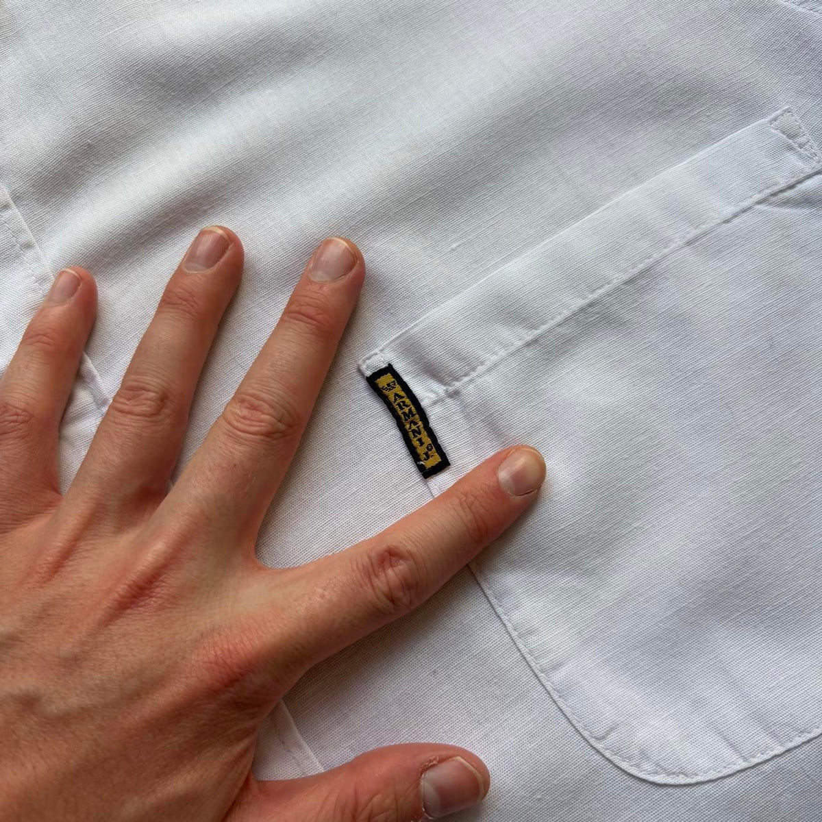 1990s Armani Jeans Linen Shirt White XXL