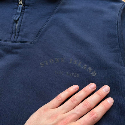 1990s Stone Island Life Safer Q Zip Sweatshirt Navy M