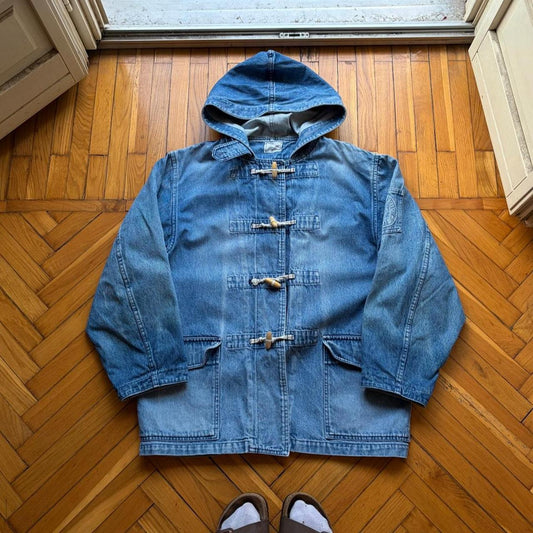 1990s Valentino Denim Duffle Coat XL