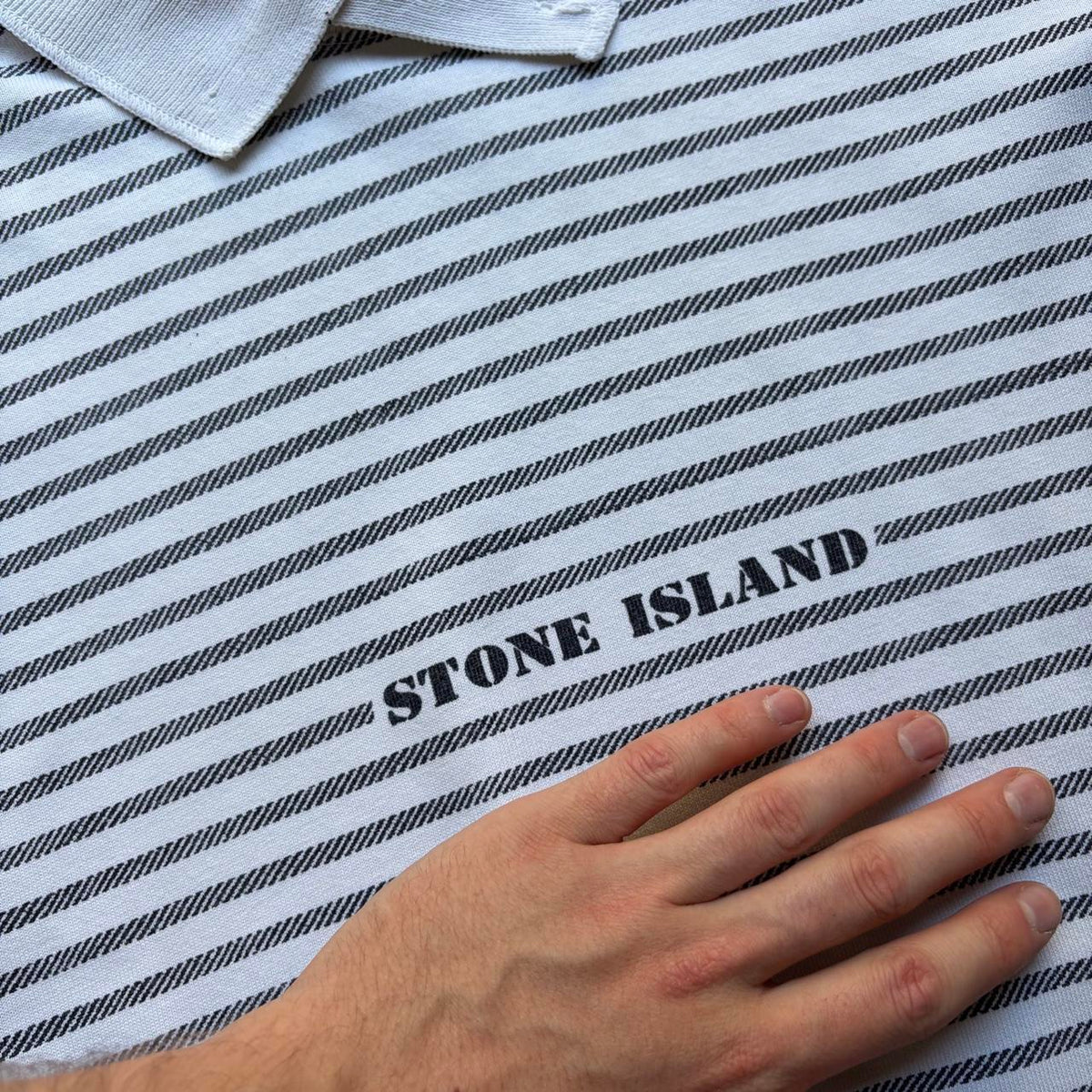 1980s Stone Island Striped Polo Shirt M