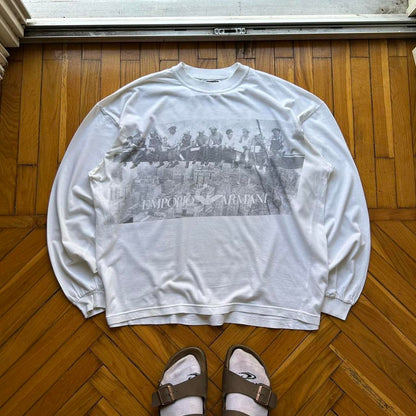 1990s Armani Jeans LS Graphic T Shirt L