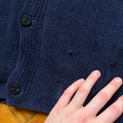 S/S 1997 Stone Island Chenille Knitted Cardigan Navy XXL